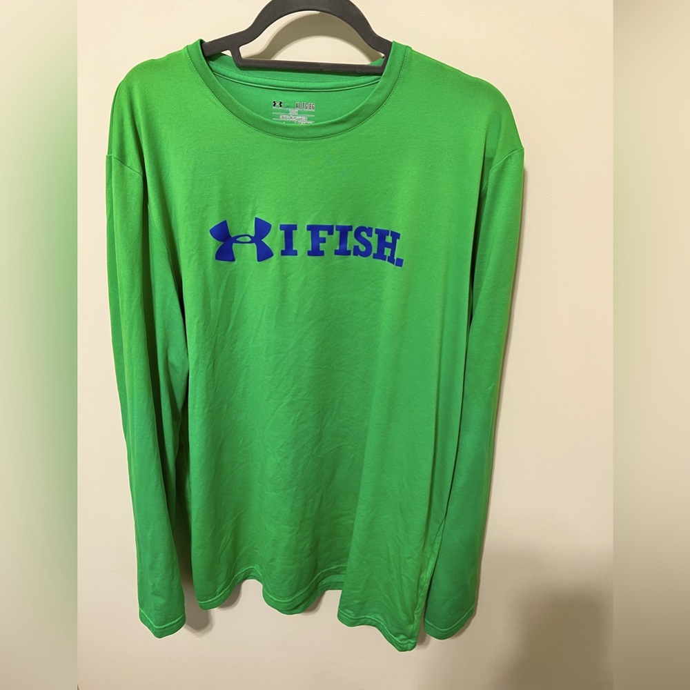 Under Armour Men’s “I Fish” Performance Fishing Shirt / Size XL / Lime Green
